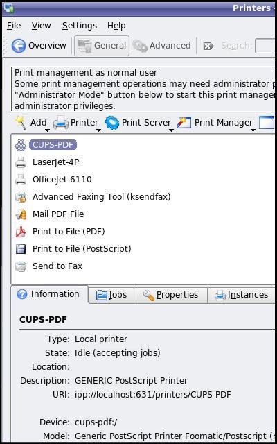 Add a Virtual Printer CUPS-PDF