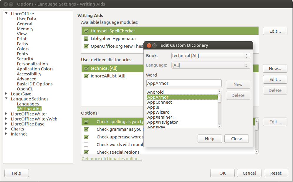 Edit an OpenOffice dictionary