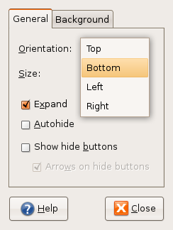 Move the panel to the bottom