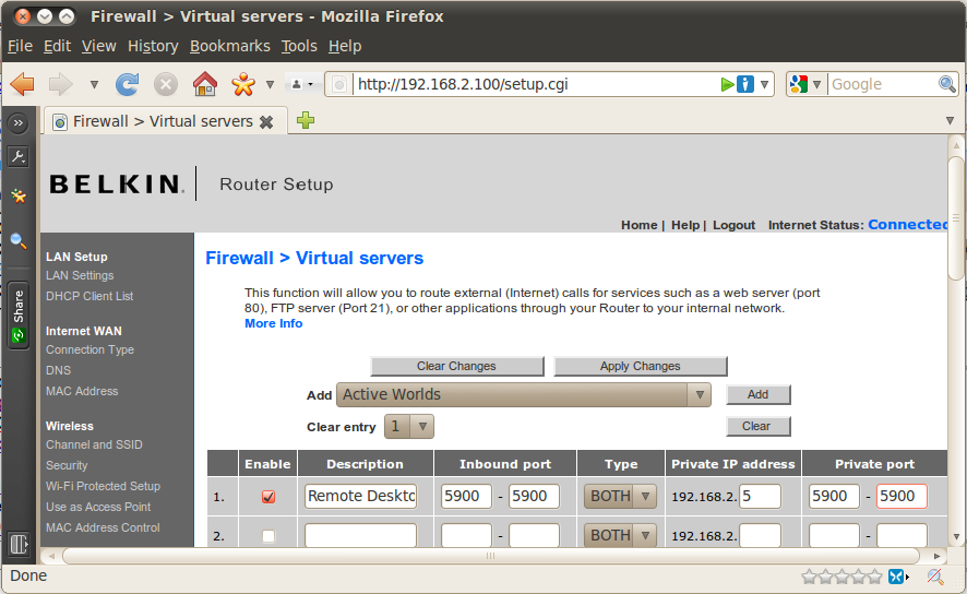 Port forwarding Belkin router