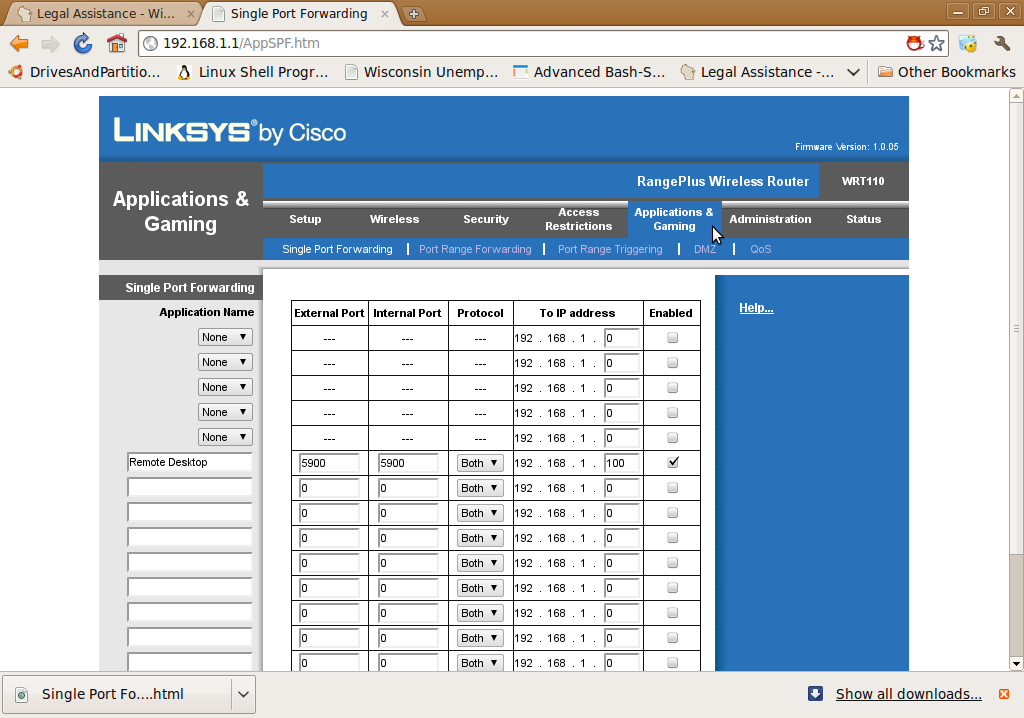 Port forwarding Linksys router