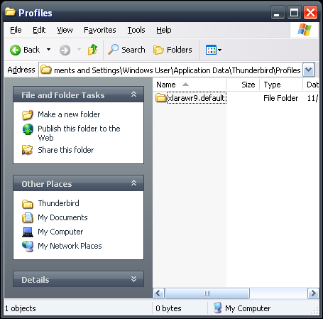Thunderbird Directory - Windows XP
