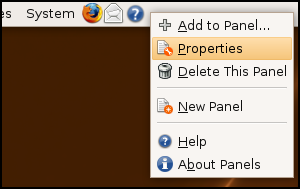 Panel Properties menu