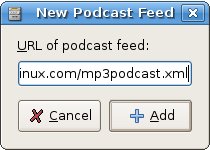 The Rythmbox new podcast dialog
