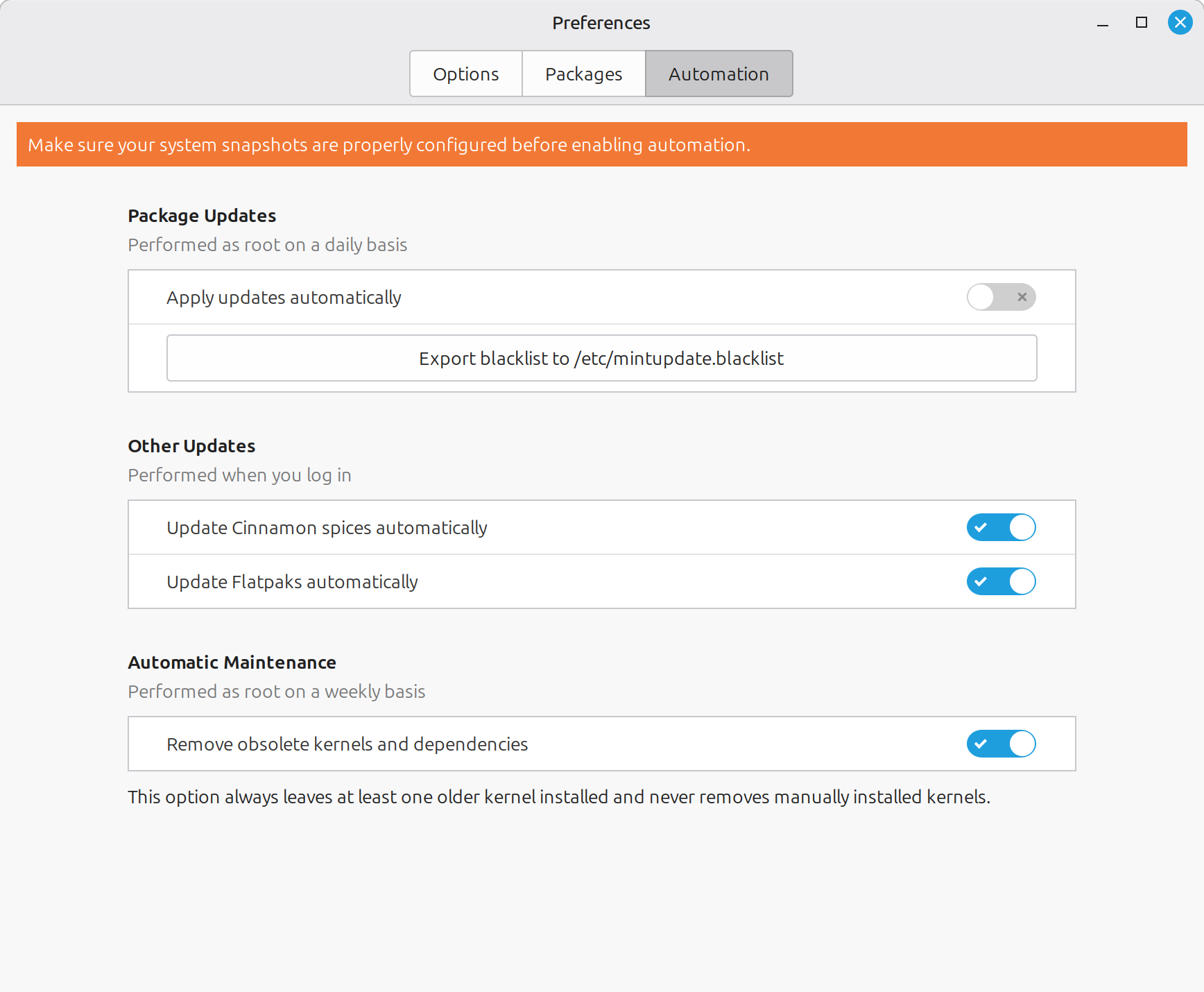 Automation Settings